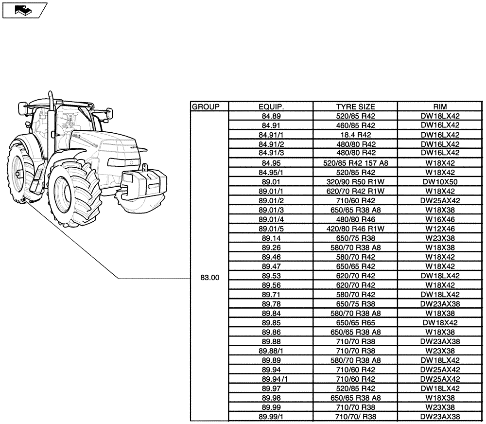 Схема запчастей Case IH PUMA 180 - (SEC. 11[03]) - WHEELS / TRACKS (00) - GENERAL