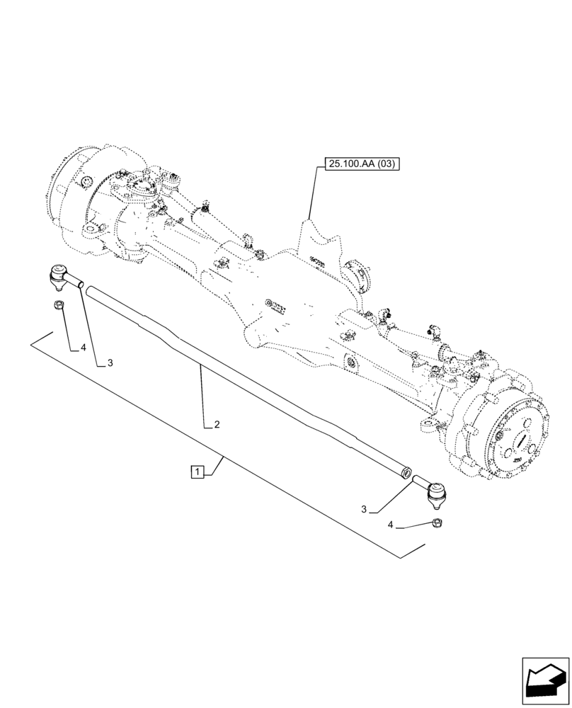 Схема запчастей Case IH PUMA 165 - (41.106.AG[03]) - VAR - 758046 - FRONT AXLE, SUSPENDED W/BRAKES, TIE-ROD ASSY (41) - STEERING