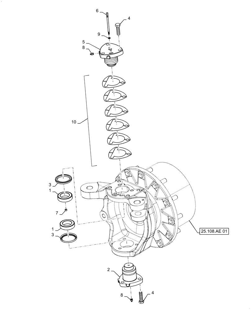 Схема запчастей Case IH MAGNUM 240 - (25.108.AG[01]) - VAR - 420228 - KING PINS - CL 4.75 (25) - FRONT AXLE SYSTEM