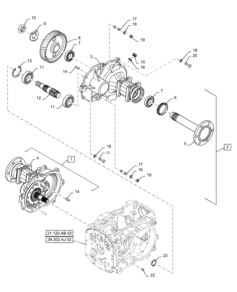 Схема запчастей Case IH FARMALL 40C - (27.100.AK[02]) - REAR AXLE, FARMALL 40C, 50C (27) - REAR AXLE SYSTEM