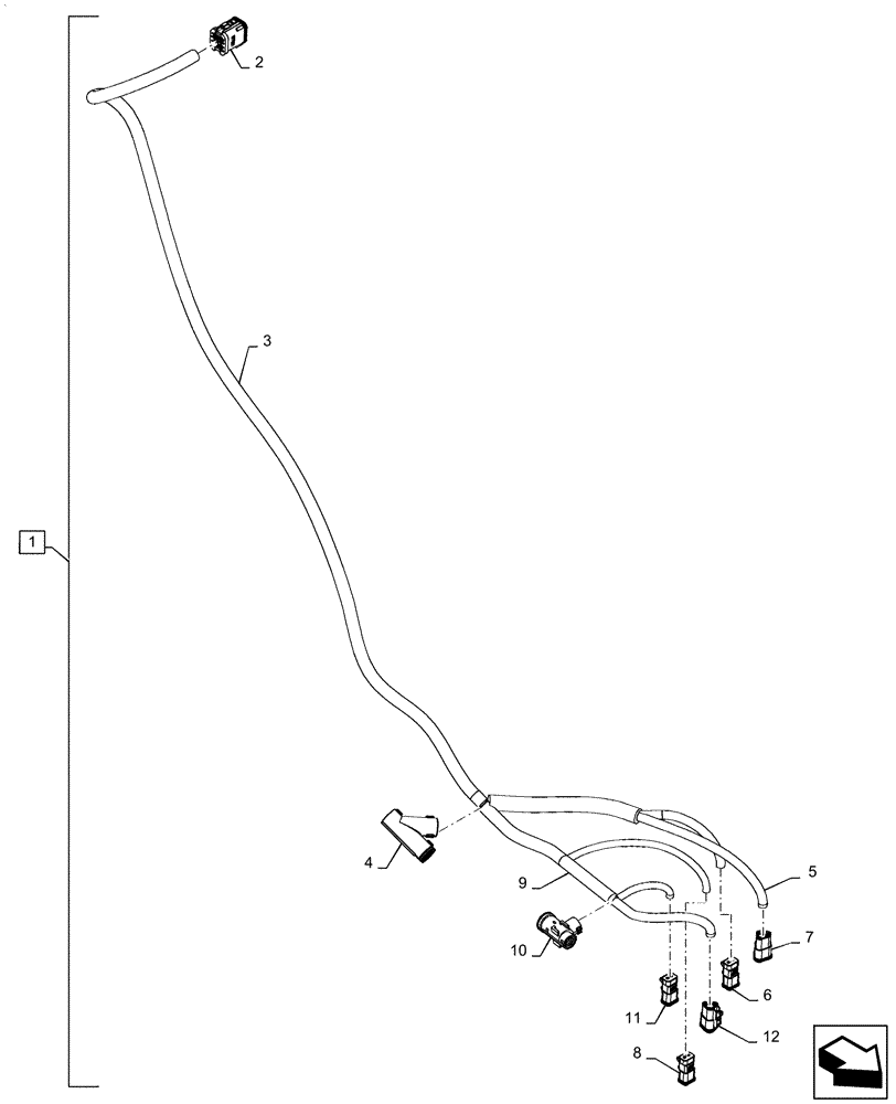 Схема запчастей Case IH MAGNUM 280 - (55.045.AD[02]) - VAR- 420228, 429199, 429380 - WIRE HARNESS, SOLENOID, SUSPENDED AXLE (55) - ELECTRICAL SYSTEMS