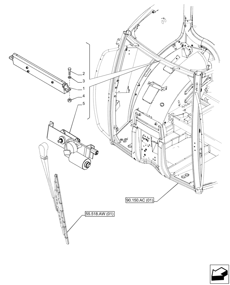 Схема запчастей Case IH PUMA 220 - (55.518.AZ) - VAR - 391147, 391148, 758034 - WINDSHIELD WIPER, MOTOR (55) - ELECTRICAL SYSTEMS