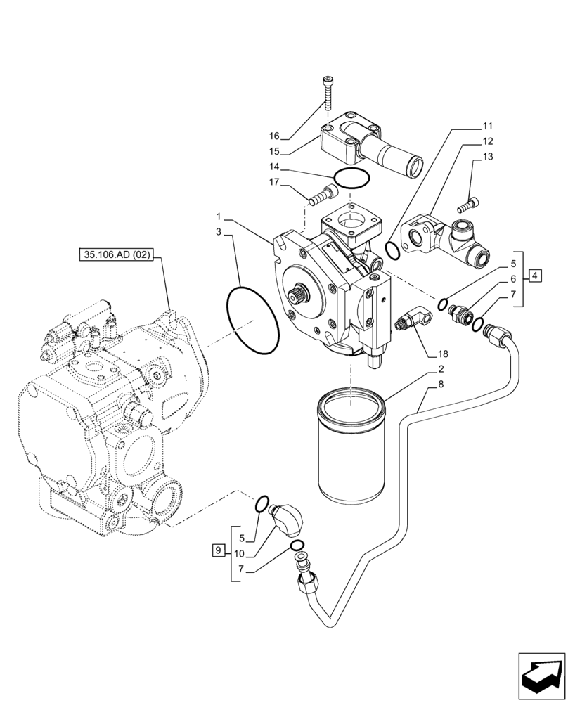 Схема запчастей Case IH PUMA 185 CVT - (35.322.AM) - VAR - 391161, 758056 - HYDRAULIC PUMP, VANE, CVT (35) - HYDRAULIC SYSTEMS