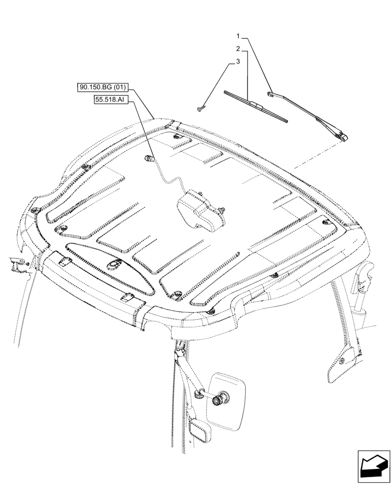 Схема запчастей Case IH PUMA 150 - (55.518.AH) - VAR - 332722, 332723, 332724, 32725, 392114, 392115, 392116 - REAR, WIPER ARM, CAB (55) - ELECTRICAL SYSTEMS