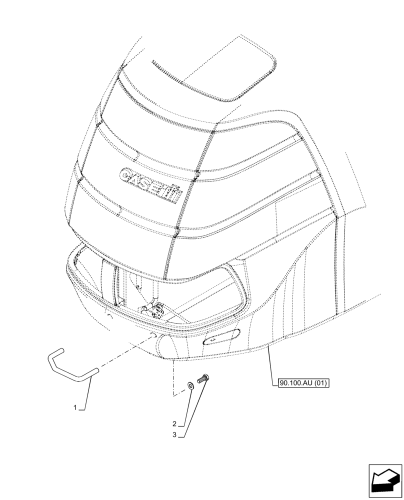 Схема запчастей Case IH PUMA 165 CVT - (90.102.AT) - VAR - 391216, 758207, 758208, 758210 - HOOD, HANDLE (90) - PLATFORM, CAB, BODYWORK AND DECALS