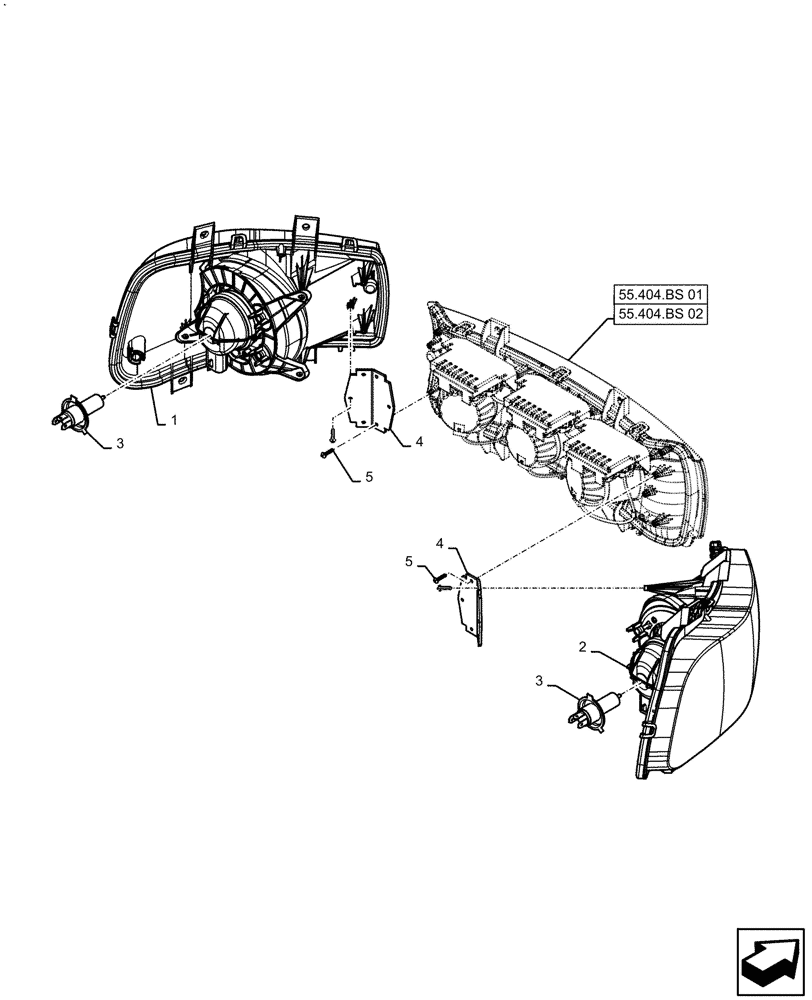 Схема запчастей Case IH MAGNUM 380 - (55.404.AQ[02]) - VAR- 420704, 420719, 420722, 420784 - HEADLIGHT - U.K., AUSTRALIA, NEW ZEALAND, SOUTH AFRICA, JAPAN (55) - ELECTRICAL SYSTEMS