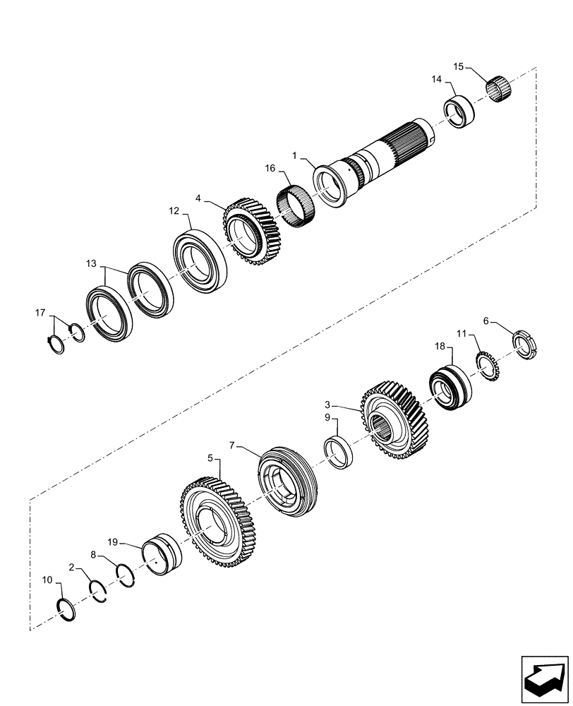 Схема запчастей Case IH MAGNUM 200 - (21.507.AH[03]) - VAR- 420104, 420105 - GEAR F2/R1 AND F4/R2 - CVT (21) - TRANSMISSION