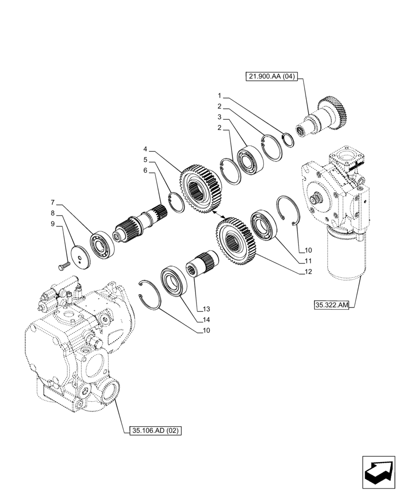 Схема запчастей Case IH PUMA 240 CVT - (21.900.AA[03]) - VAR - 391161, 758056 - HYDRAULIC PUMP, DRIVEN GEAR, CVT (21) - TRANSMISSION