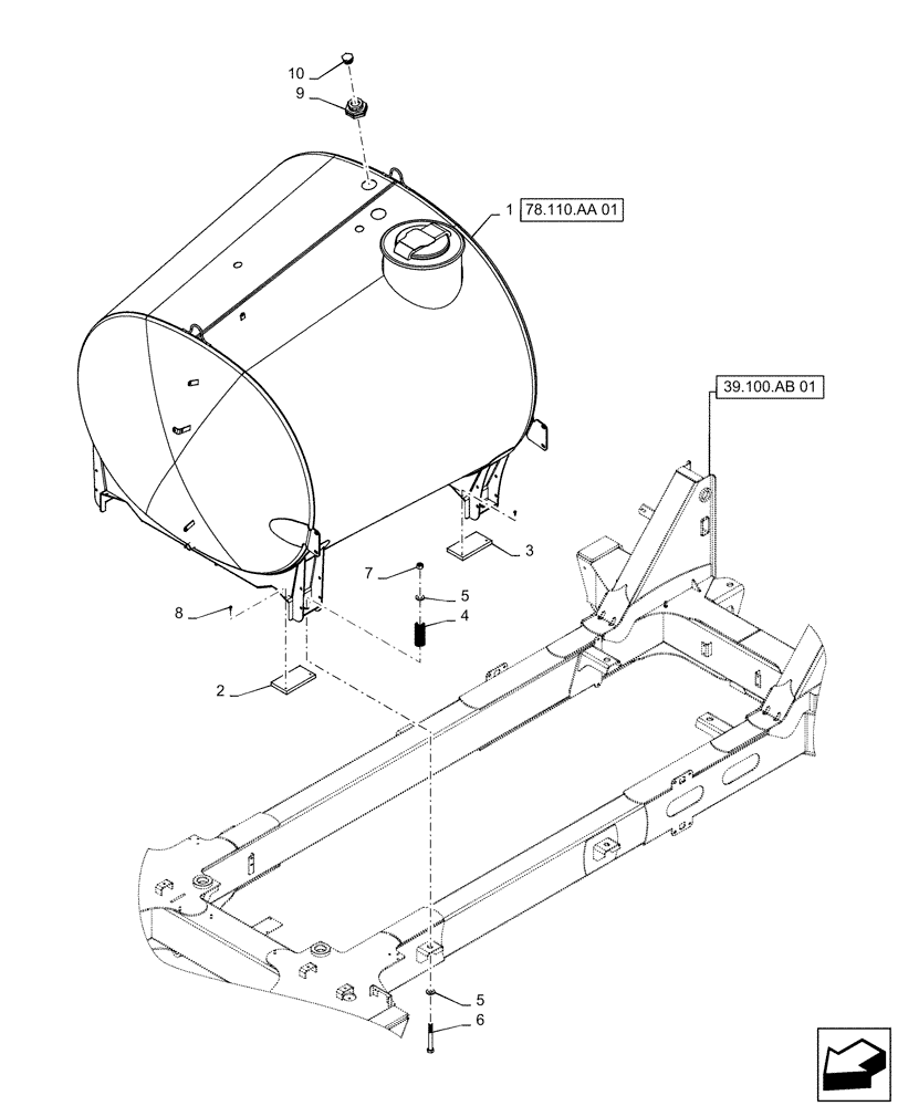 Схема запчастей Case IH PATRIOT 3340 - (78.110.AA[03]) - MOUNTING PARTS, 1000 GAL, SST TANK, BSN YGT042519 (78) - SPRAYING