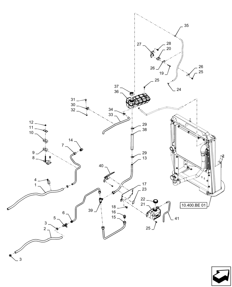 Схема запчастей Case IH MAGNUM 200 - (10.400.BE[02]) - RADIATOR & RELATED PARTS (10) - ENGINE