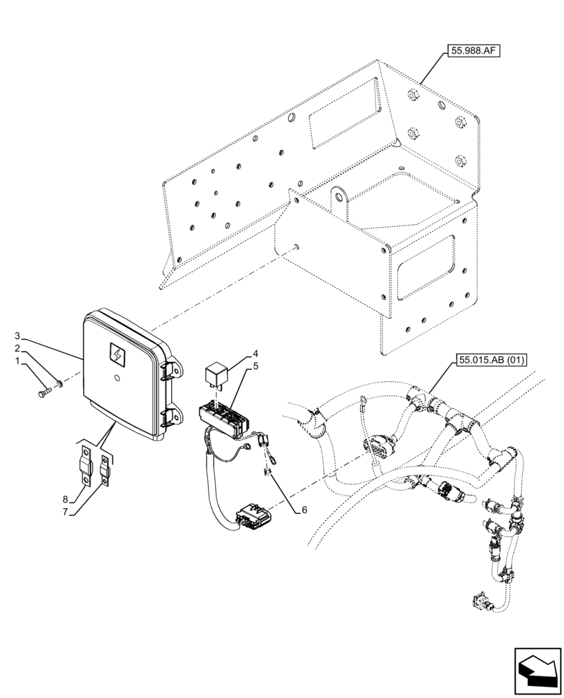 Схема запчастей Case IH FARMLIFT 735 - (55.100.DO[01]) - RELAY, FUSE BOX (55) - ELECTRICAL SYSTEMS