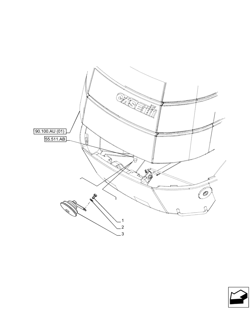 Схема запчастей Case IH PUMA 240 CVT - (55.408.AG) - VAR - 391216, 758207, 758208, 758210 - HORN (55) - ELECTRICAL SYSTEMS