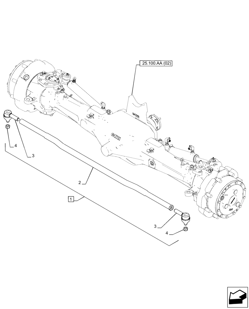 Схема запчастей Case IH PUMA 150 CVT - (41.106.AG[02]) - VAR - 758045 - FRONT AXLE, SUSPENDED, TIE-ROD ASSY (41) - STEERING