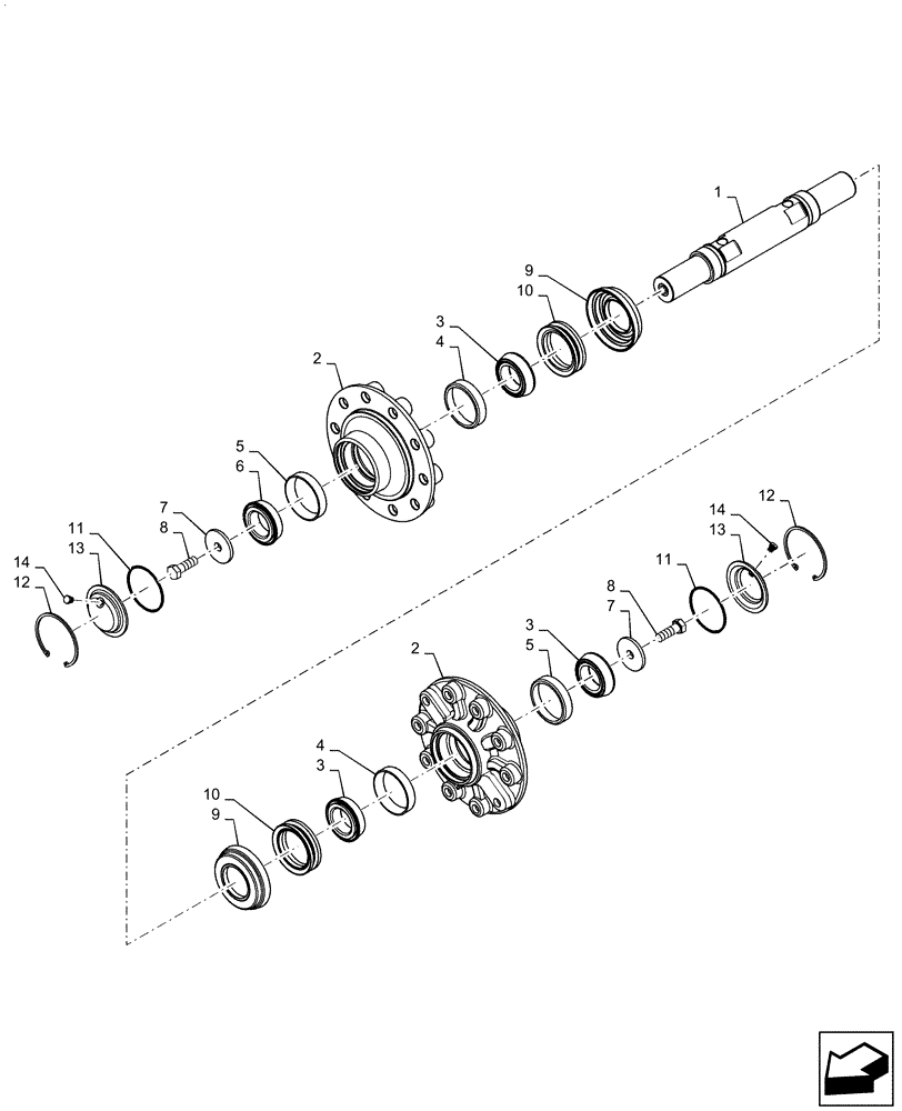 Схема запчастей Case IH QUADTRAC 580 - (48.138.AB[14]) - AXLE ASSY, REAR IDLER, SCRAPER VERSION (48) - TRACKS & TRACK SUSPENSION