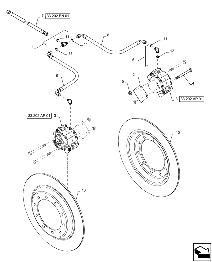 Схема запчастей Case IH PATRIOT 3240 - (33.202.AP[01]) - DYNAMIC BRAKES (33) - BRAKES & CONTROLS