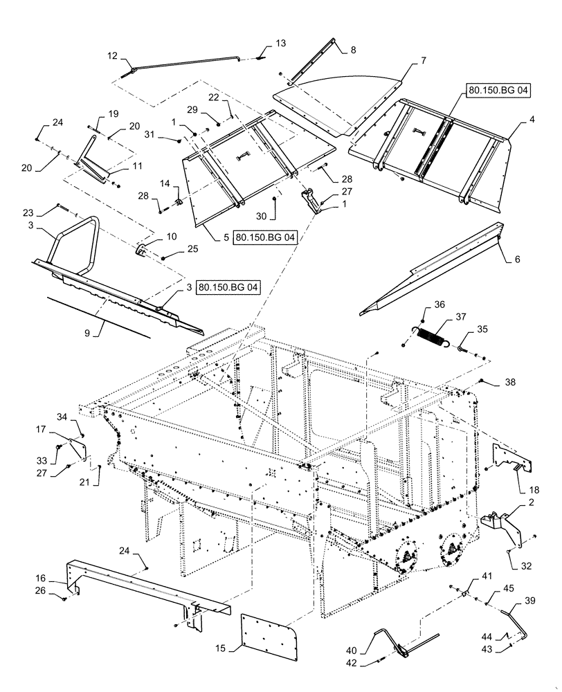 Схема запчастей Case IH 7140 - (80.150.BG[03]) - VAR - 425466 - GRAIN BIN EXTENSION (80) - CROP STORAGE/UNLOADING