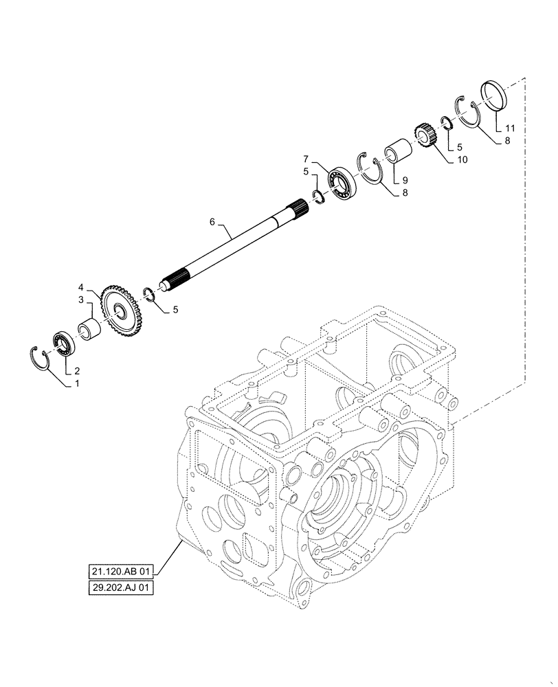 Схема запчастей Case IH FARMALL 35C - (31.201.AG[02]) - MID PTO DRIVE SHAFT, DRIVE LINE, FARMALL 30C, 35C (31) - IMPLEMENT POWER TAKE OFF