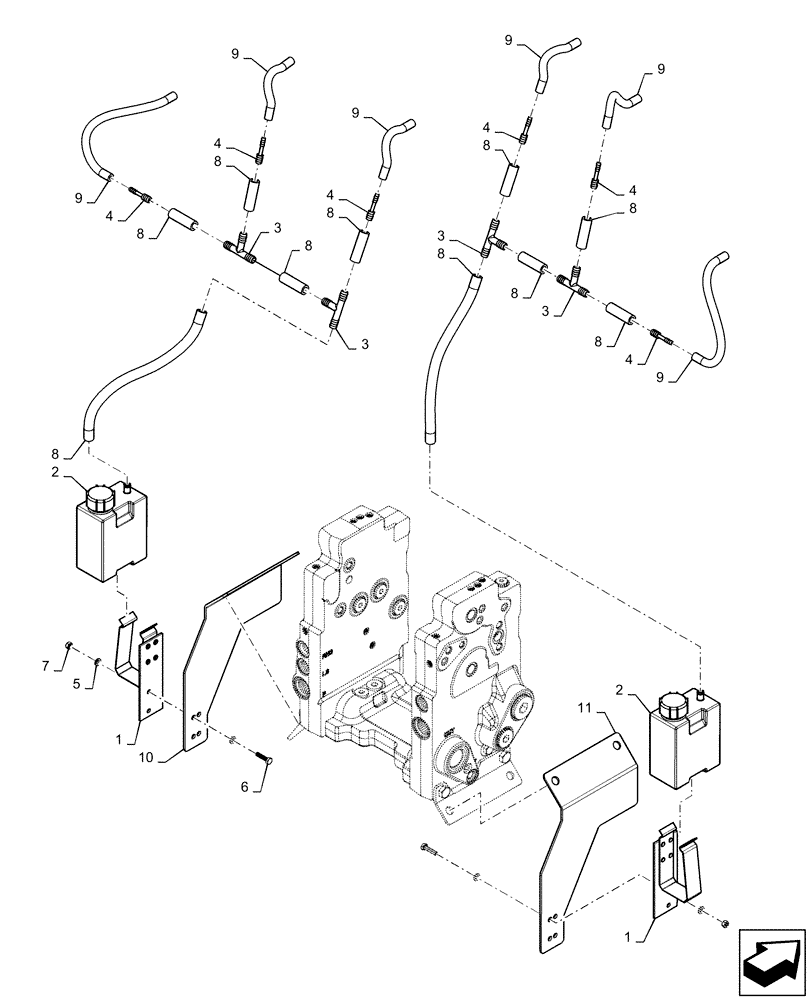 Схема запчастей Case IH STEIGER 540 - (35.204.AJ[02]) - AUXILIARY CONTROL VALVE DRAIN BOTTLE (35) - HYDRAULIC SYSTEMS