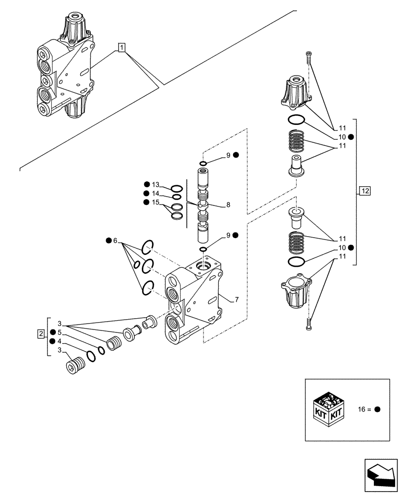 Схема запчастей Case IH FARMLIFT 735 - (35.359.AJ[04]) - CONTROL VALVE, SPOOL, LIFT SECTION/TELESCOPIC SECTION (35) - HYDRAULIC SYSTEMS