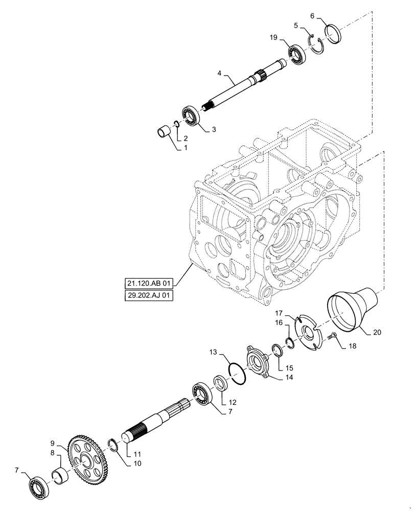 Схема запчастей Case IH FARMALL 35C - (31.201.AG[01]) - PTO DRIVE SHAFT, FARMALL 30C, 35C (31) - IMPLEMENT POWER TAKE OFF