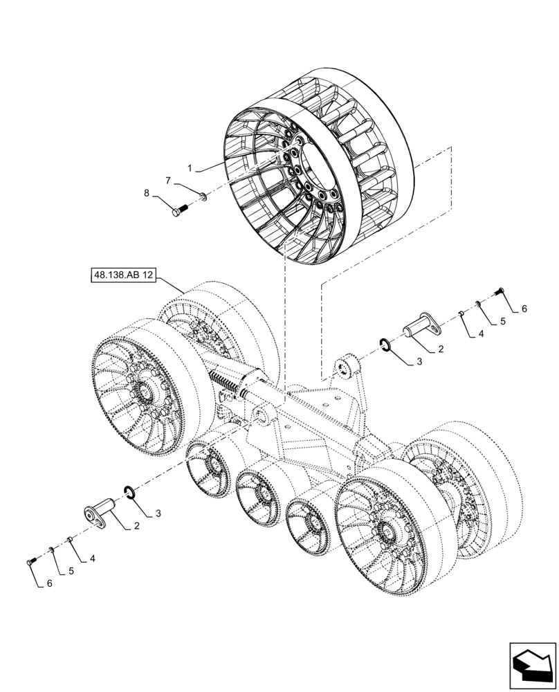 Схема запчастей Case IH QUADTRAC 580 - (48.138.AB[11]) - TRACK ASSY, UNDERCARRIAGE, SCRAPER VERSION (48) - TRACKS & TRACK SUSPENSION