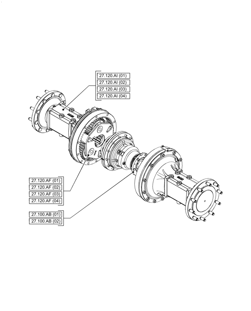Схема запчастей Case IH PUMA 185 - (00.000.27) - PICTORIAL INDEX - REAR AXLE SYSTEM (00) - GENERAL & PICTORIAL INDEX