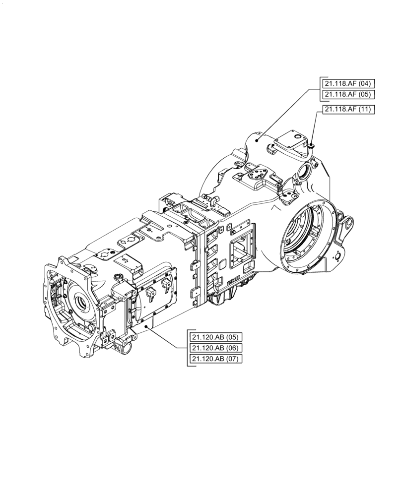 Схема запчастей Case IH PUMA 240 CVT - (21.000.00[02]) - SECTION INDEX - TRANSMISSION (21) - TRANSMISSION