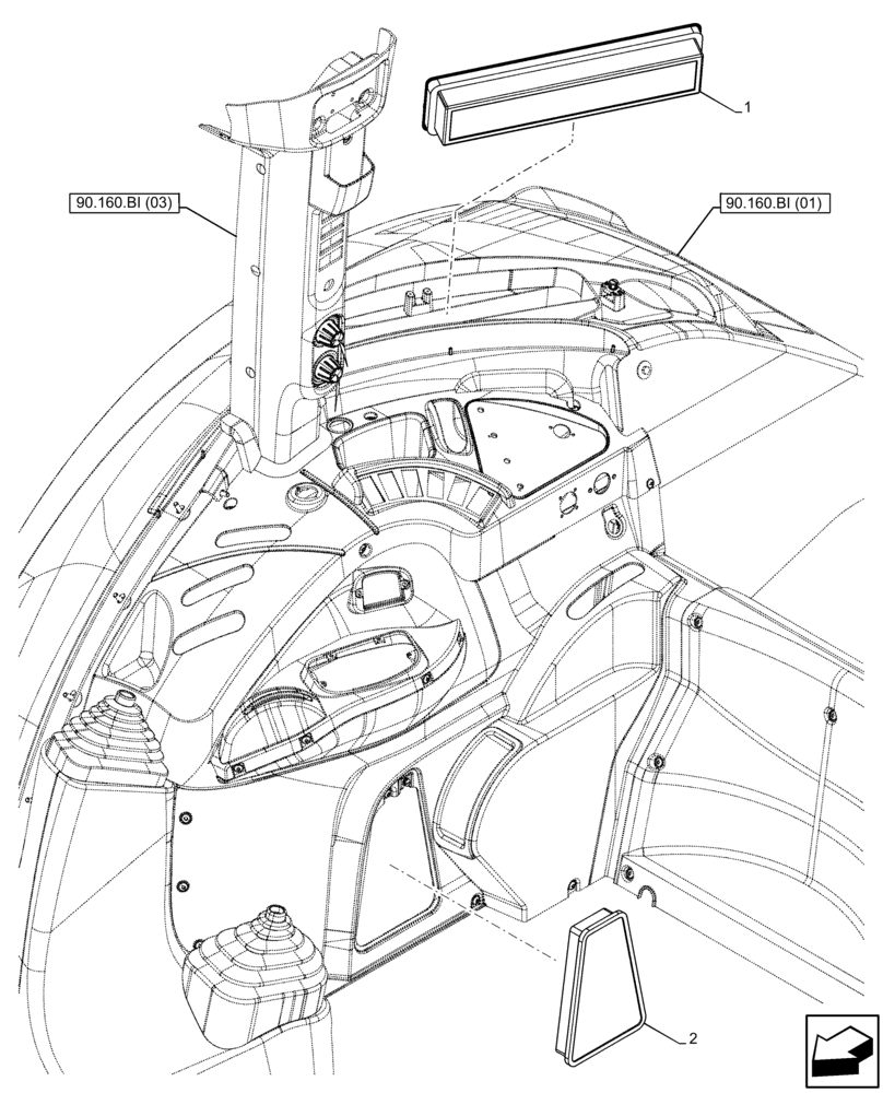 Схема запчастей Case IH FARMALL 115C - (50.104.AQ[01]) - VAR - 334183, 334211, 391606, 743496, 743573, 744588 - AIR CONDITIONER, FILTER, CAB (50) - CAB CLIMATE CONTROL