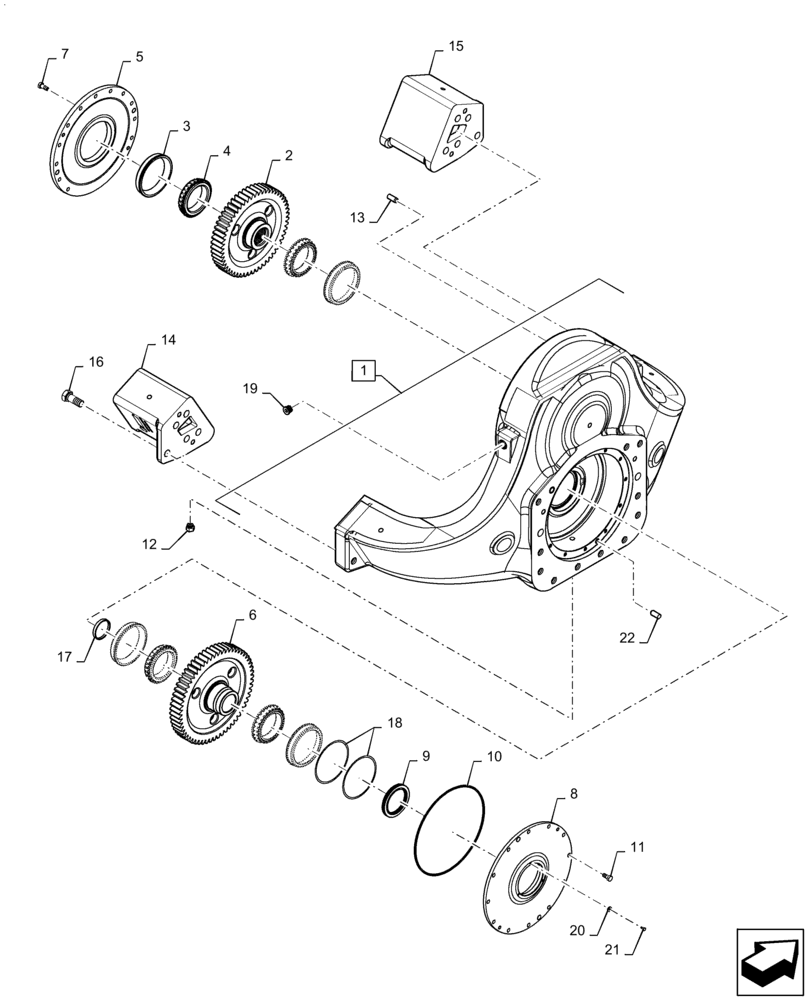 Схема запчастей Case IH QUADTRAC 470 - (25.108.AC[02]) - HOUSING ASSY, GEARBOX (25) - FRONT AXLE SYSTEM