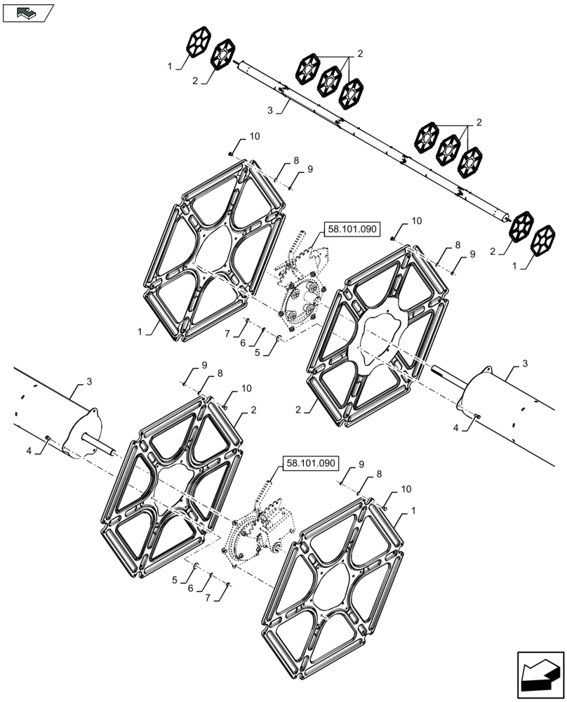 Схема запчастей Case IH 3050-41FT - (58.101.100) - REEL DISCS (58) - ATTACHMENTS/HEADERS