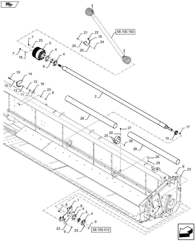 Схема запчастей Case IH 3050-41FT - (58.100.030) - MAIN DRIVE SHAFT LH (58) - ATTACHMENTS/HEADERS