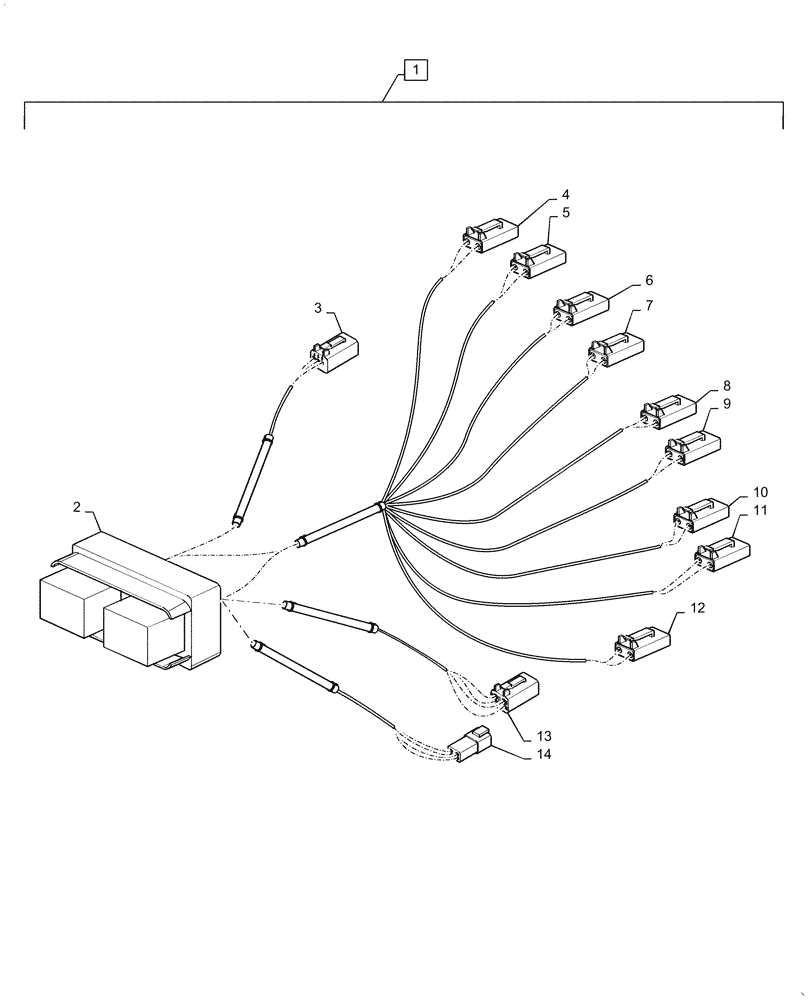 Схема запчастей Case IH 500 - (55.100.AA[08]) - FLOW HARNESS REMOTE INPUT (55) - ELECTRICAL SYSTEMS