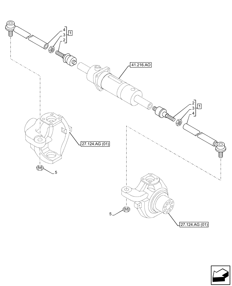 Схема запчастей Case IH FARMLIFT 632 - (41.216.AT[02]) - VAR - 749492, 742493 - REAR AXLE, STEERING ARM (41) - STEERING