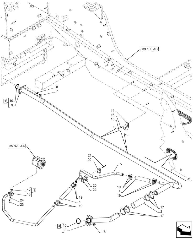 Схема запчастей Case IH FARMLIFT 742 - (35.300.AD[01]) - HYDRAULIC OIL RESERVOIR, SUCTION PIPE - END DATE 20-APR-2015 (35) - HYDRAULIC SYSTEMS