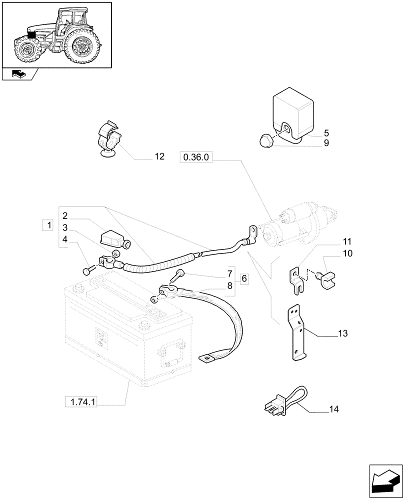 Схема запчастей Case IH FARMALL 105U - (1.75.3[01A]) - BATTERY CABLES - D6458 (06) - ELECTRICAL SYSTEMS