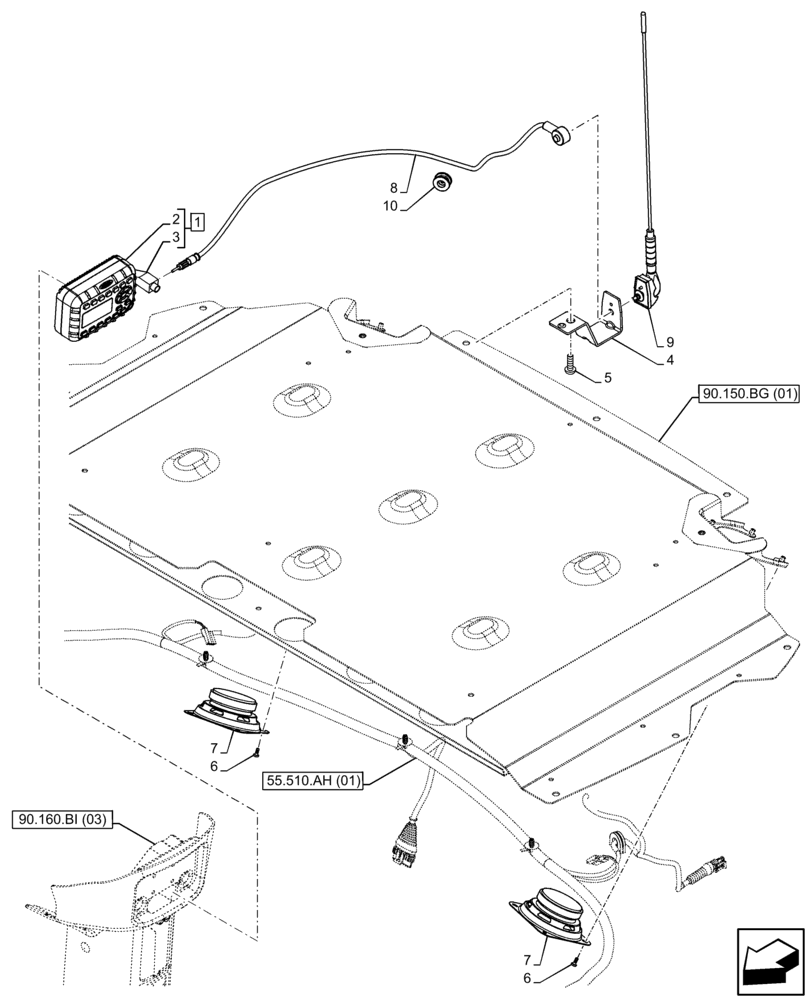 Схема запчастей Case IH FARMALL 95C - (55.512.AA) - VAR - 334183, 334211, 743573, 744588 - RADIO, SPEAKER, ANTENNA (55) - ELECTRICAL SYSTEMS