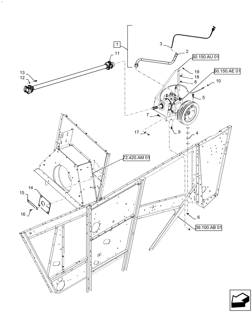 Схема запчастей Case IH AF4088 - (60.130.AJ) - FEEDER DRIVE CLEANING (60) - PRODUCT FEEDING