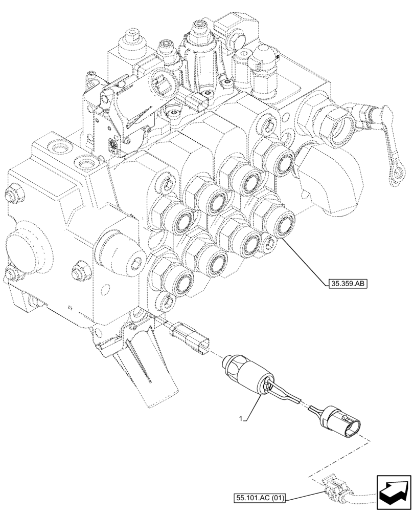 Схема запчастей Case IH FARMLIFT 632 - (55.036.AC) - CONTROL VALVE, PRESSURE SWITCH (55) - ELECTRICAL SYSTEMS