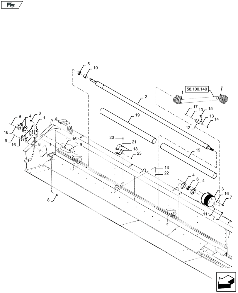 Схема запчастей Case IH 3050-41FT - (58.100.020) - MAIN DRIVE SHAFT RH (58) - ATTACHMENTS/HEADERS