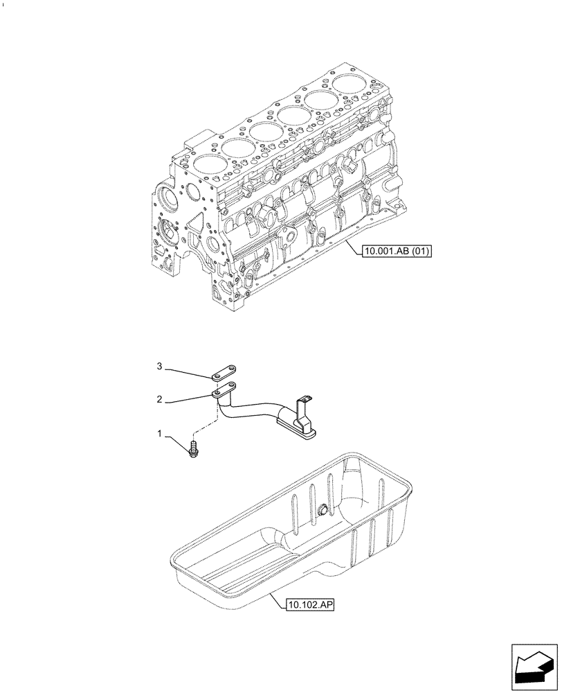 Схема запчастей Case IH F4HE9687T J104 - (10.304.AL) - ENGINE OIL, SUCTION TUBE (10) - ENGINE