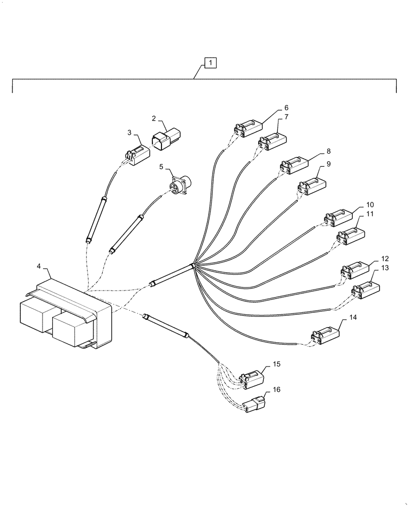 Схема запчастей Case IH 500 - (55.100.AA[06]) - GATEWAY FLOW HARNESS (55) - ELECTRICAL SYSTEMS