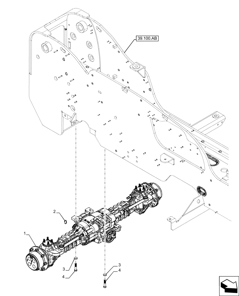 Схема запчастей Case IH FARMLIFT 632 - (27.100.AK [02]) - VAR - 749493 - REAR AXLE, MOUNTING (OPEN) (27) - REAR AXLE SYSTEM