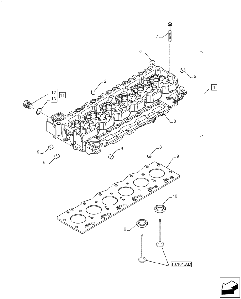 Схема запчастей Case IH F4HE9687N J104 - (10.101.AA) - CYLINDER HEAD (10) - ENGINE