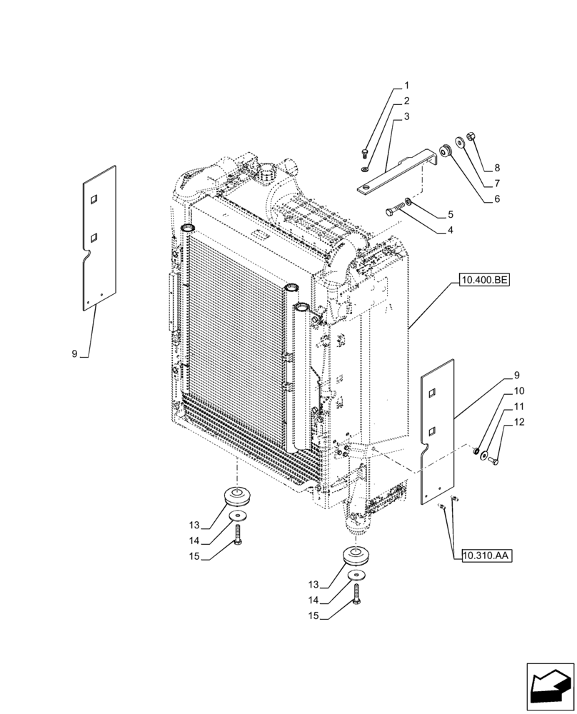 Схема запчастей Case IH PUMA 220 - (10.400.BF[04]) - VAR - 391130, 758000 - RADIATOR, SUPPORT (10) - ENGINE