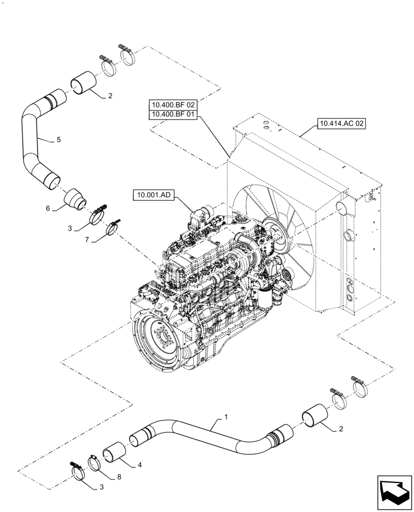 Схема запчастей Case IH AF4077 - (10.250.AJ) - COOLING SYSTEM, CAC (10) - ENGINE