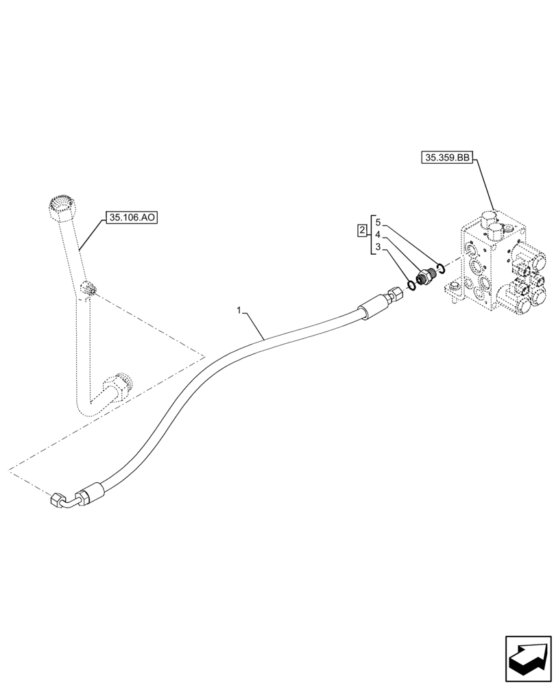 Схема запчастей Case IH FARMLIFT 735 - (35.359.AE[01]) - CONTROL VALVE LINE, MANIFOLD, PUMP, SUPPLY (35) - HYDRAULIC SYSTEMS