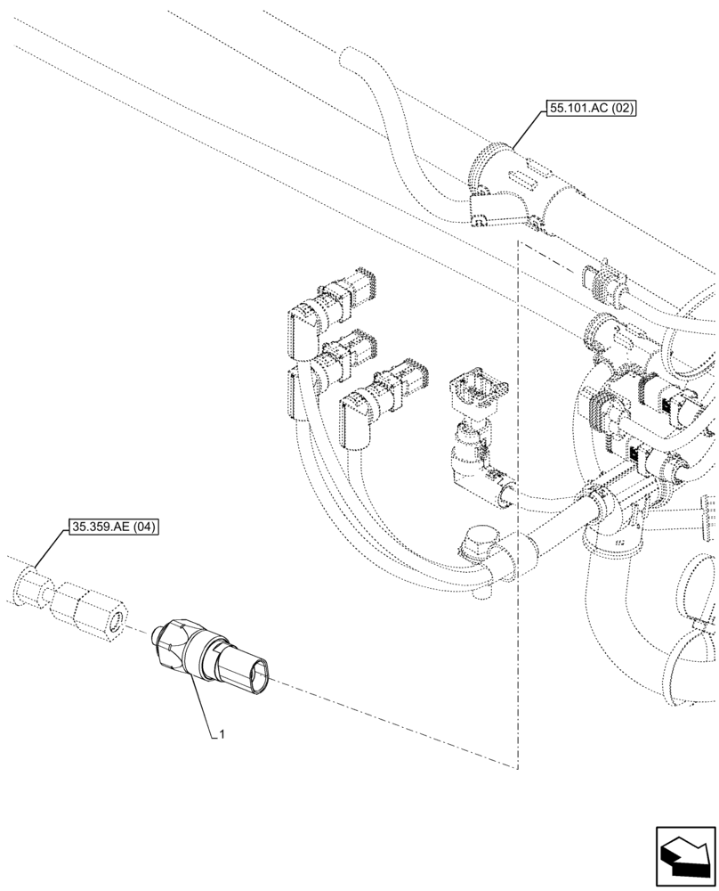 Схема запчастей Case IH FARMLIFT 935 - (55.031.AE ) - PARKING BRAKE, PRESSURE SWITCH (55) - ELECTRICAL SYSTEMS