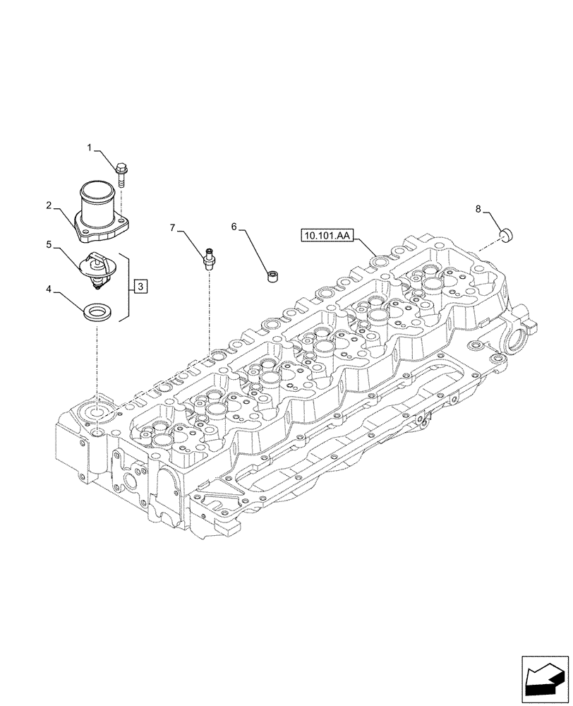 Схема запчастей Case IH F4HE9687T J104 - (10.400.BC) - THERMOSTAT (10) - ENGINE