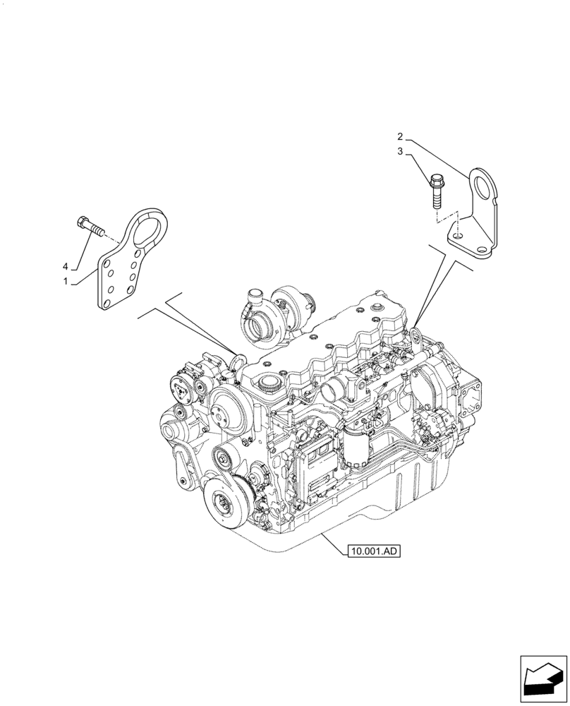 Схема запчастей Case IH F4HE9687T J104 - (10.001.AK) - HOOK, ENGINE (10) - ENGINE