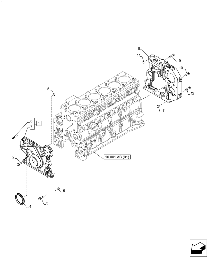 Схема запчастей Case IH F4HE9687N J104 - (10.102.AK) - CRANKCASE, COVER (10) - ENGINE